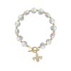 Natural Pearl & Zircon Bee Bracelet - Elegant Light Luxury Bangle for Women