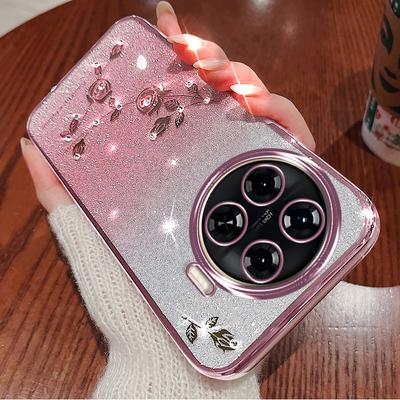 KADEM For TECNO Spark 20 Pro+ Case Flower Glitter Soft TPU Cover with Lanyard