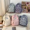 Schoolbag new 1011 plaid junior high school schoolbag girl high value ins style fashion high school student large capacity backpack