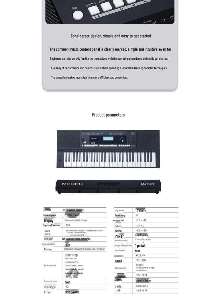 Korg MK302 61-klawiszowa elektroniczna klawiatura dynamiczna dla początkujących i profesjonalistów