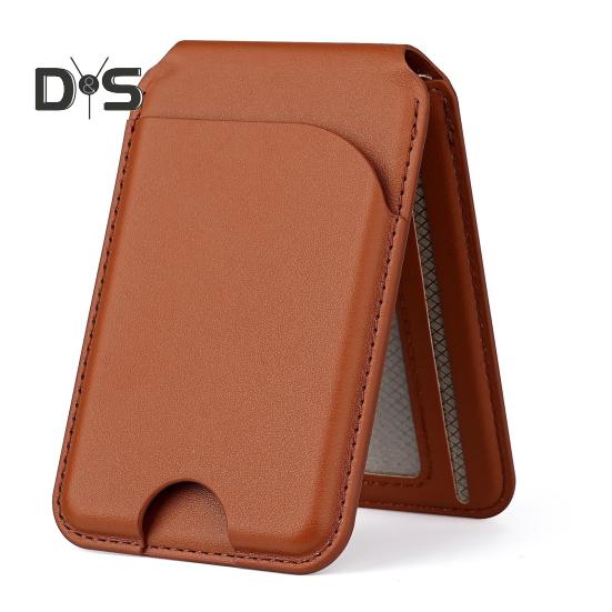 

Карман для карт для iPhone 16/15/14/13/12 для Mag-Safe Wallet, легкий магнитный кошелек для телефона, искусственная кожа, блокирующий RFID, держатель для карт, регулируемый угол коричневый
