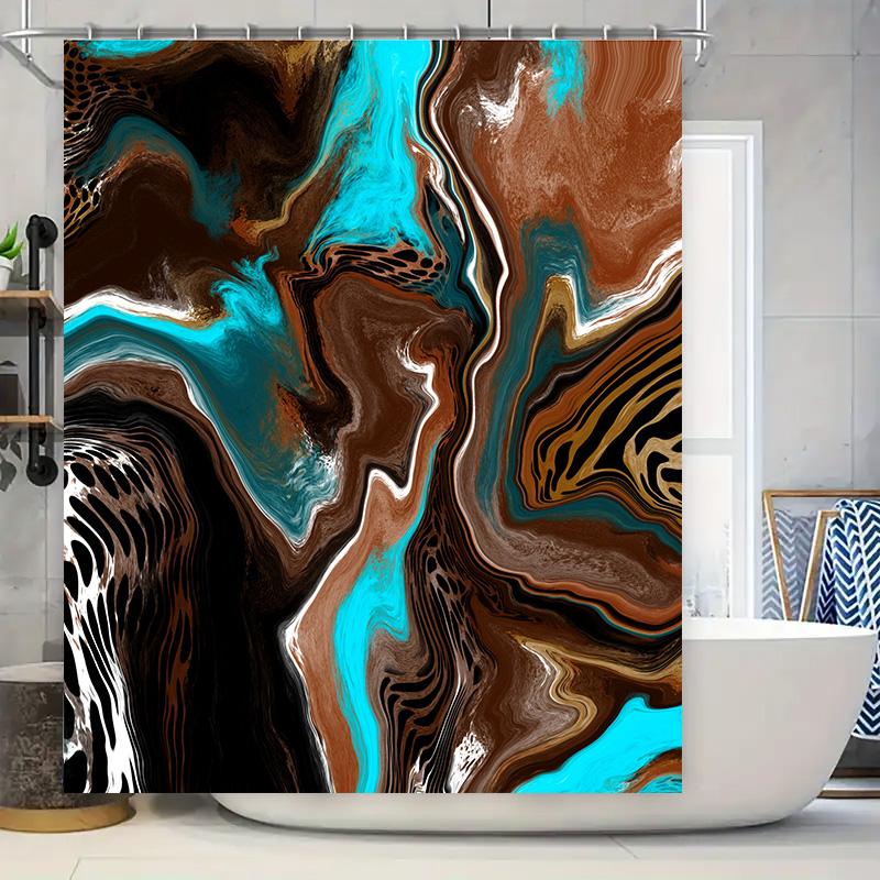 

Modern Abstract Shower Curtain Waterproof Bath Decorative Print Polyester Fabric Watercolor Design Customizable Size Available 2 W60H190(CM)-1 Pcs