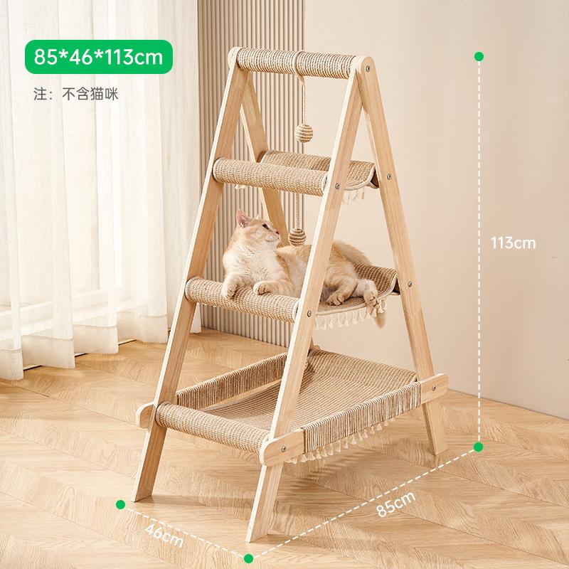 

Four Season Available Tree House with Hammock & Scratching Posts Large Cat Tower Indoor Durable Cat Furniture for Multiple Cats