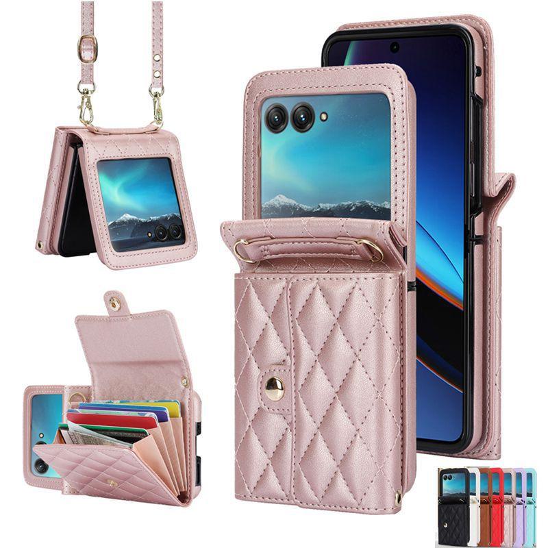 Suitable for Moto Razr 60 phone case, crossbody foldable accordion case, Samsung Z Flip7 card holder, XFlip