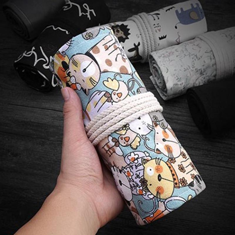12/24/36/48/72 Löcher Leinwand Bleistift Wrap Rolle Große Kapazität Stift Tasche Beutel Kosmetik Pinsel Lagerung