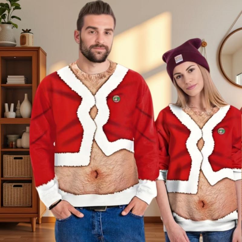 Funny Christmas Sweater Men Women Pullover Xmas Sweatshirt Ugly Graphic Y2k Sweatshirts for Holiday Party Loose Men's Clothing