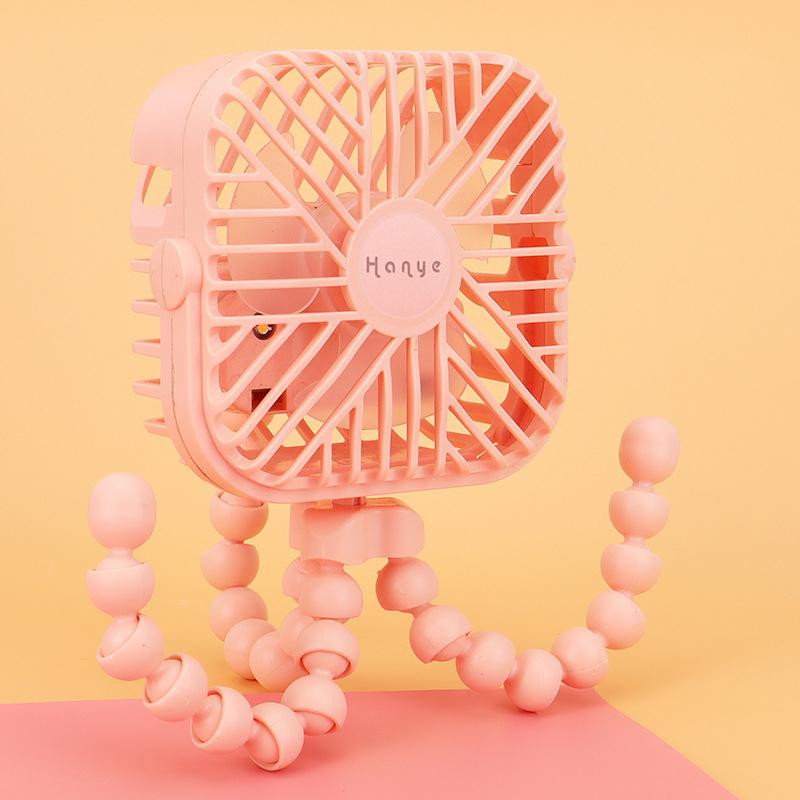 

Мини-портативный вентилятор для детской коляски, подставка в форме осьминога, регулируемая портативная USB-зарядка, воздухоохладитель, студенческий уличный вентилятор для путешествий square розовый