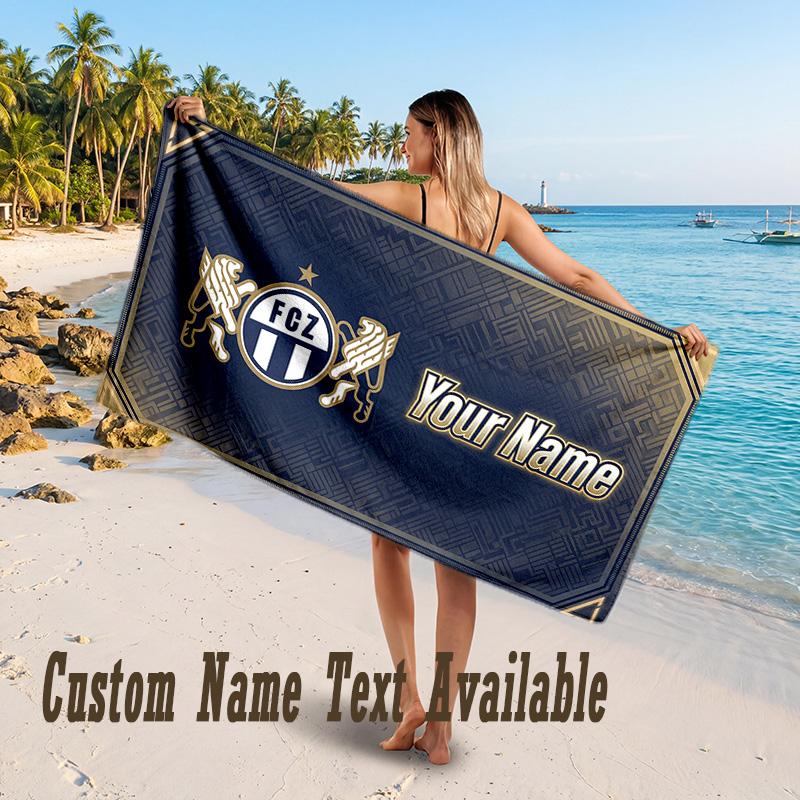 FC Zürich Design Beach Towel Custom Text Large Towel for Beach Vacation