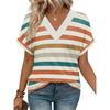 Women's Round Neck Short Sleeve Striped Color Block Loose Fit Casual Print T Shirt Streetwear Top