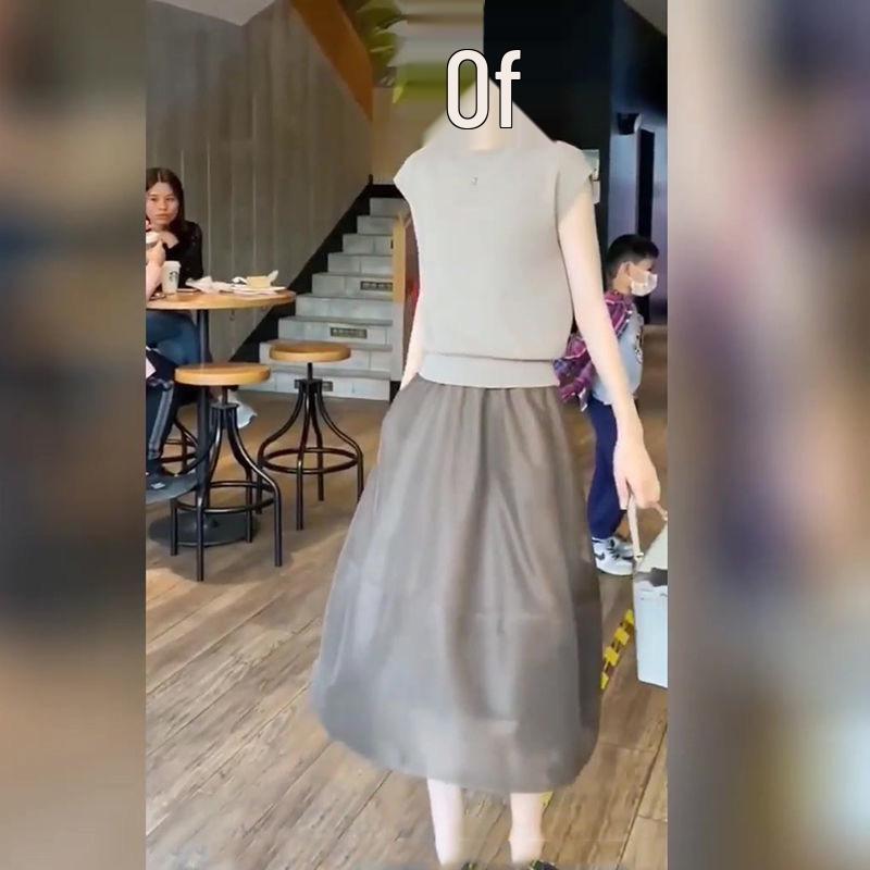 Summer 2025 Elegant Midi Skirt & Top Set for Women - Slimming, Professional Two-Piece Ensemble