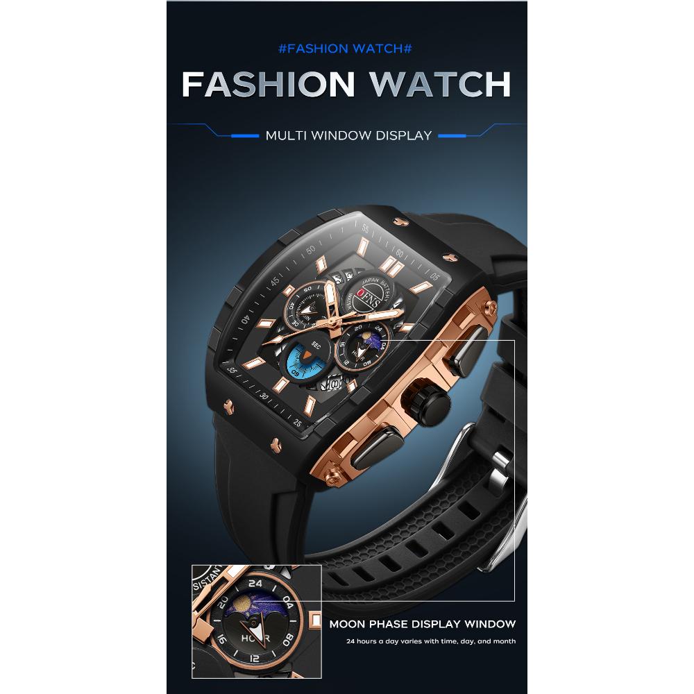 Fashion Student Quartz Watch Multi Functional Three Eye Six Pin Waterproof Luminous Calendar Men's Quartz Watch