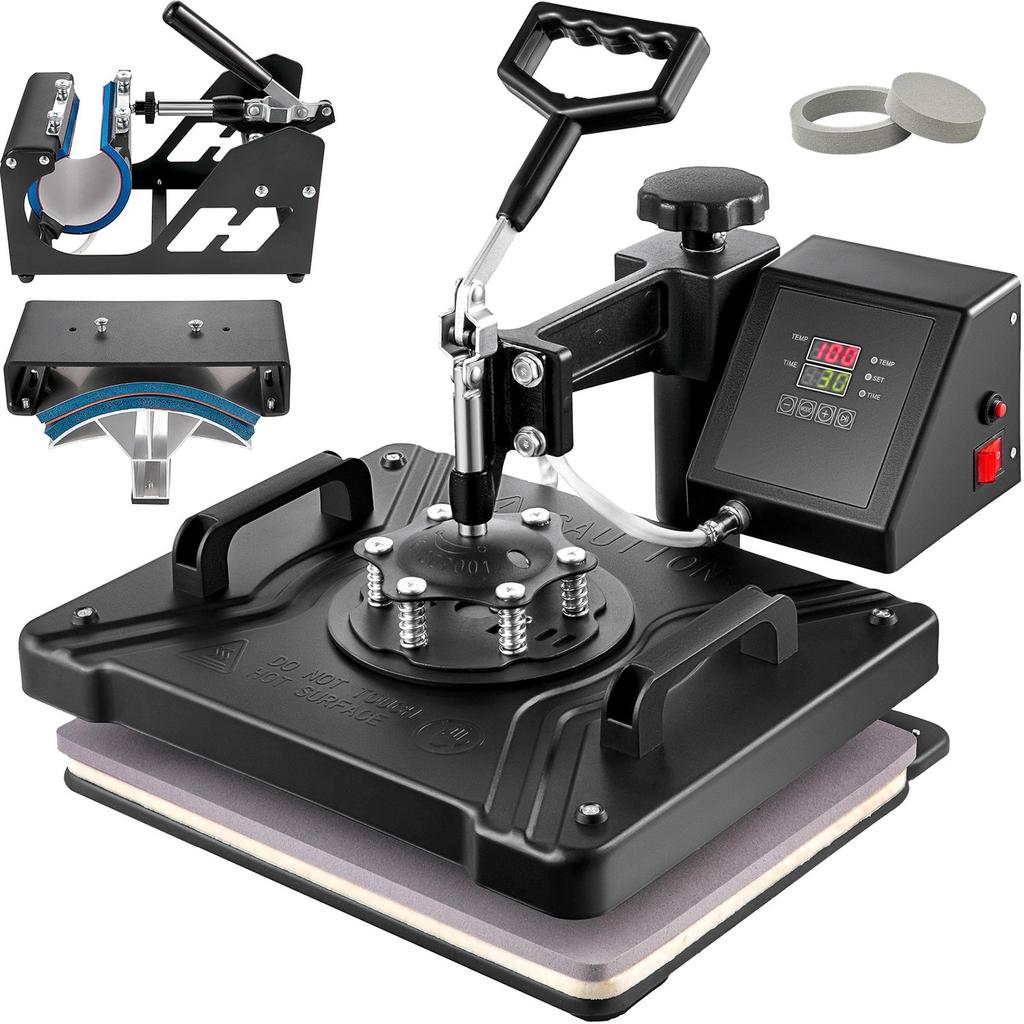 Heat Press 5 In 1 Heat Press Machine 38x30cm T-shirt Press Mug Printing Machine Multifuctional Heat Transfer Machine for T-shirt Mug Hat Plate