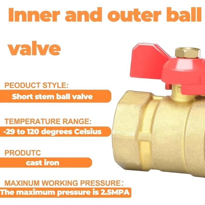 Brass Ball Valves 1inch Male Female Thread Connector Shut Close Valves With Butterfly Handle Quick Connector Ball Valves