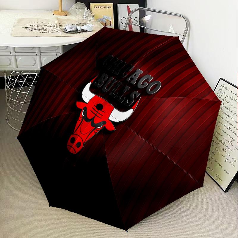 Chicago-Bulls Logo Automatic Folding Umbrella - 8-Rib Travel Umbrella with Auto Open/Close & Portable Gifts for Holidays or Birthdays