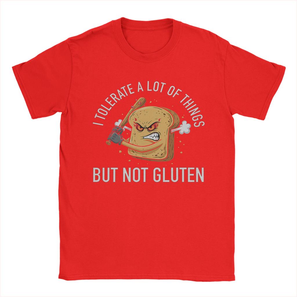Funny I Tolerate A Lot of Things But Not Gluten T Shirts Men's  100% Cotton Fashion Round Collar  Tees Short Sleeve Clothes