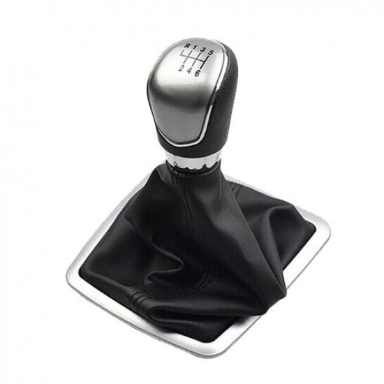 

Shift Gear Knob 6 Speed With Leather Boot For Ford Focus MK2 2006-2011 Silver