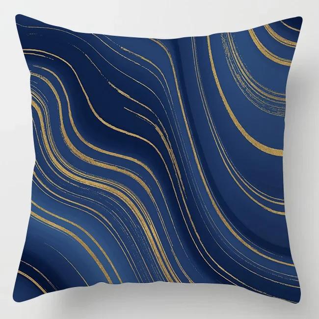 Glitter Marble Agate Cushion Cover Blue Geometry Flower Polyester Throw Pillow Case Car Sofa Decorative Pillowcases Home Decor