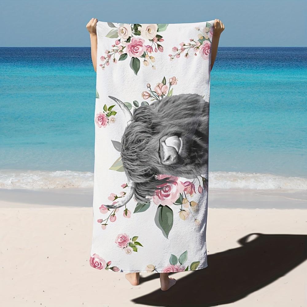 

1 шт. пляжное полотенце с высокогорной коровой в море цветов, квадратное банное полотенце, пляжное полотенце 31 «X 59»