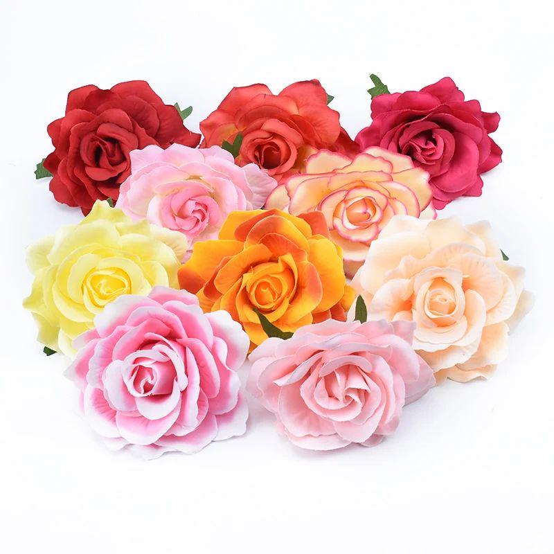 100pcs Artificial Flower Silk Rose Head Wedding bridal bouquet Brooch Wreaths Christmas Home garden Diy Gift Decoration Hot sale