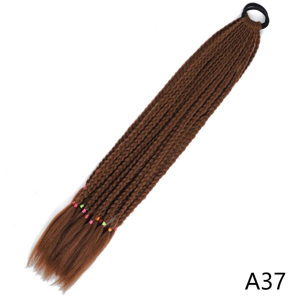 Synthetic Long Wig Colored Braided Ponytail Hair Extension Elastic Rubber Band Braiding Ponytail Hair Extensions For Girls