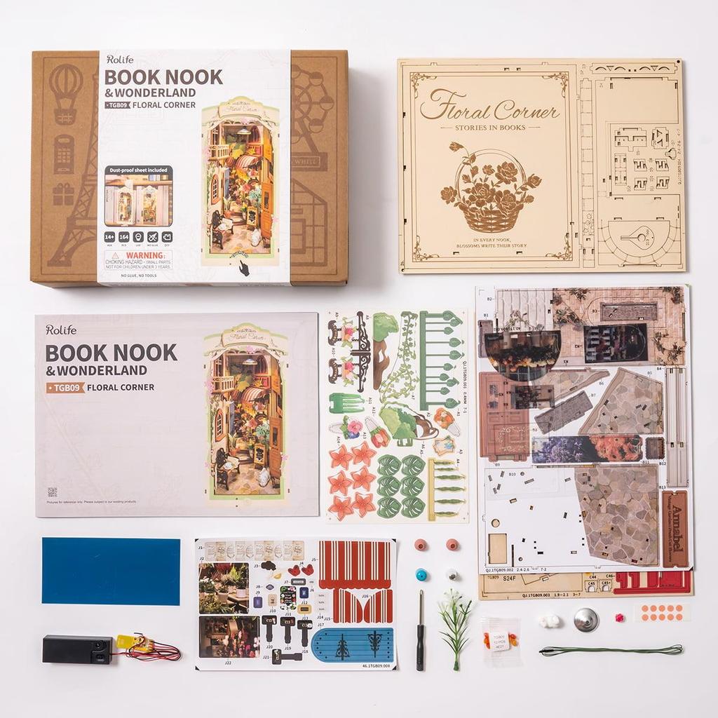 ROBOTIME Rolife 3D Puzzle Floral Corner DIY Book Nook Kit TGB09