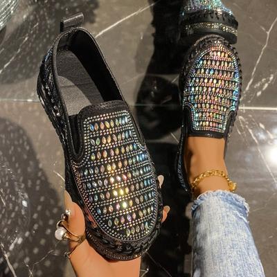 Fashion Plus Size Foreign Trade 2025 Spring and Autumn New Platform Lazy Casual Rhinestone Korean Version Versatile Student Shoes