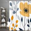 Plochý Větrný Květinový Sprchový Závěs, Koupelnový Dekorativní Sprchový Závěs, Vodotěsný Sprchový Závěs s Háčky