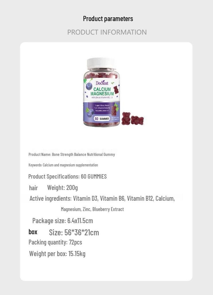 DOCTEAT Bone & Muscle Balance Gummies: Calcium & Magnesium Support for Strength & Nutrition