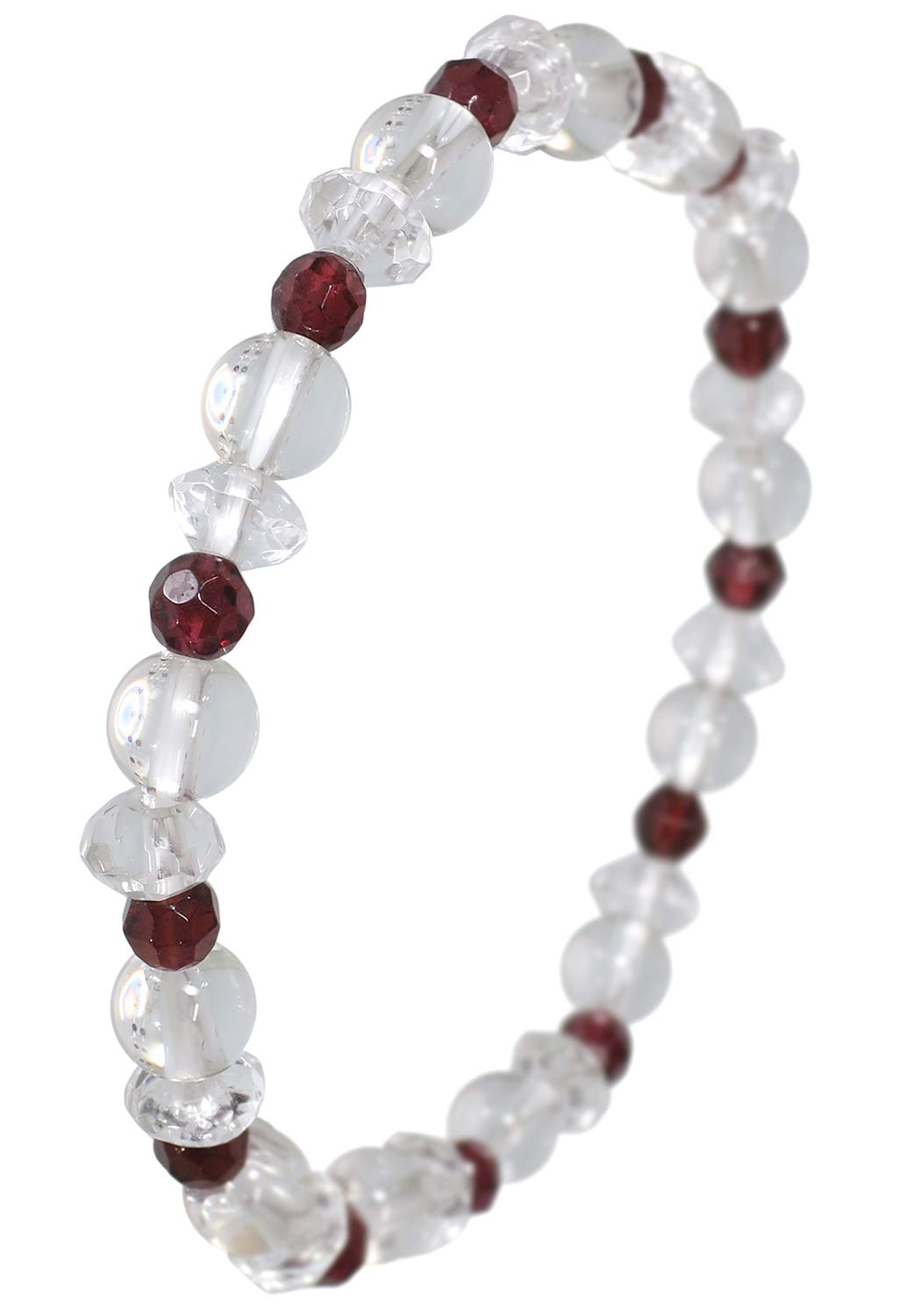 

[Shinjuku Gin no Kura] Garnet Bracelet, 4mm, 16.5cm, Small Cut Quartz, Women s Size Small, January Birthstone, Natural Stone, Power Stone, Slim Fit