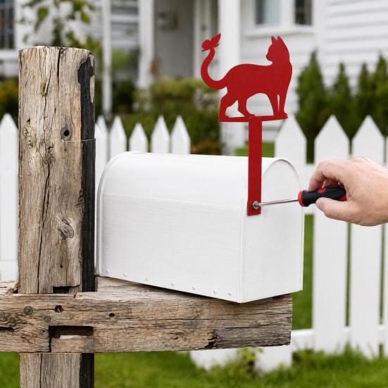 huaqianguhh Yard Iron Signage with Fixed Holes, Metal Cat Butterfly Decoration, Outdoor Mailbox Sign for Wood Leather Mailboxes