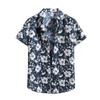 Men's Cardigan Short Sleeve Hawaiian Beach Flower Shirt Men's Turtleneck Shirt