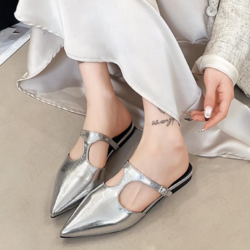 Fashion Pointed Toe Women Slippers Flats Slingback Mules Shoes Casual Walking Shoes Woman Fashion Sandals 2025 New Summer Zapatos Mujer