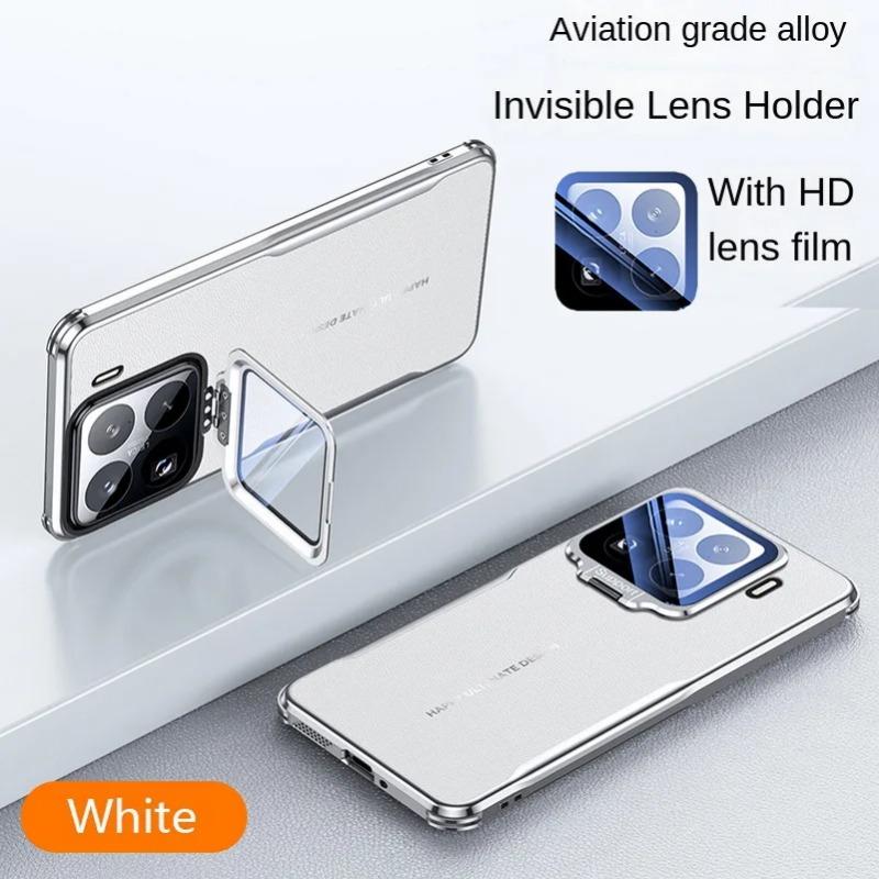 

Стеклянный объектив невидимый держатель чехол для Xiaomi 15 Pro Mi 15 Pro 15pro Четыре угла анти-падение простой кожаный чехол для телефона бампер For Xiaomi 15 белый