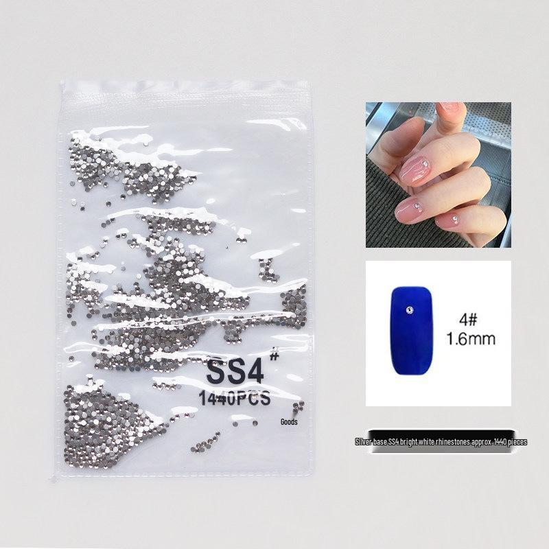 White Flat-Back Rhinestones for Nail Art, 1440 Mixed Sizes & Irregular Shapes, Mini Silver-White Transparent Decorations