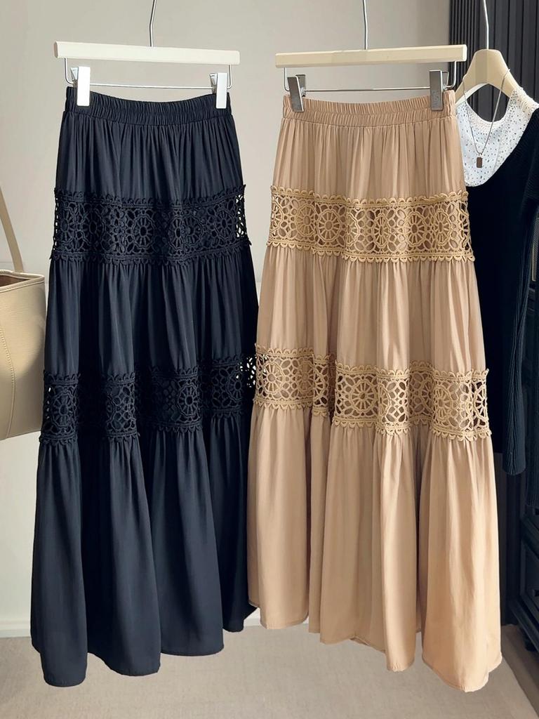 Women's High-Waisted Crochet A-Line Layered Skirt - 2026 Spring/Summer Collection