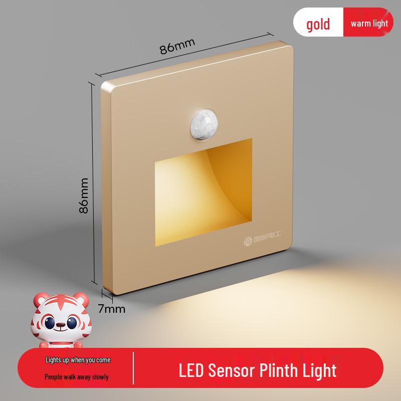 LED Night Light Socket with Motion Sensor, Recessed 86-Type for Floor, Staircase, Corridor, or Bedside.