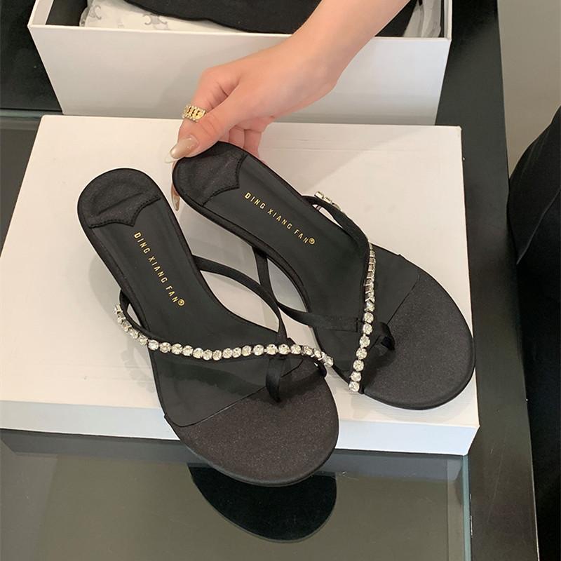 

Fashion Bailamos 2025 Summer Women Slipper Fashion Narrow Band Slip On Ladies Flip Flop Outdoor Dress Sandal Slides Shoes Mujer 40 чёрный