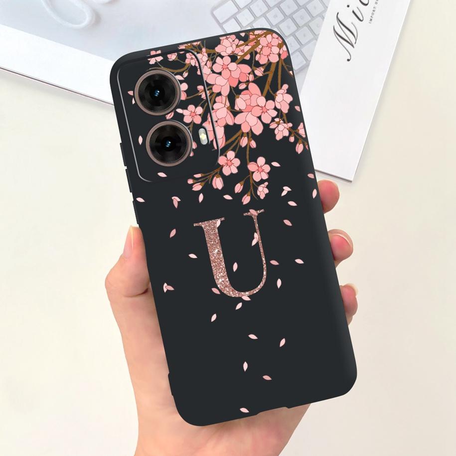 For Motorola Moto G85 Case 2024 New Luxury Initial Letters Soft Silicone Protective Cover For Moto G85 5G G 85 Shockproof Bumper