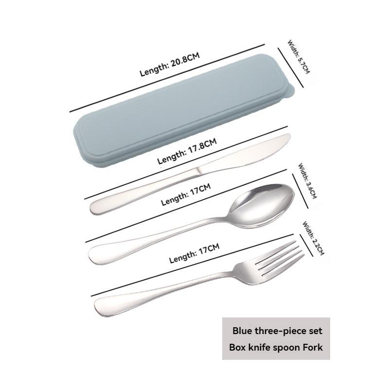 Portable Stainless Steel Cutlery Set with Storage Box, Fork, Spoon, Knife, Travel & Camping Tableware