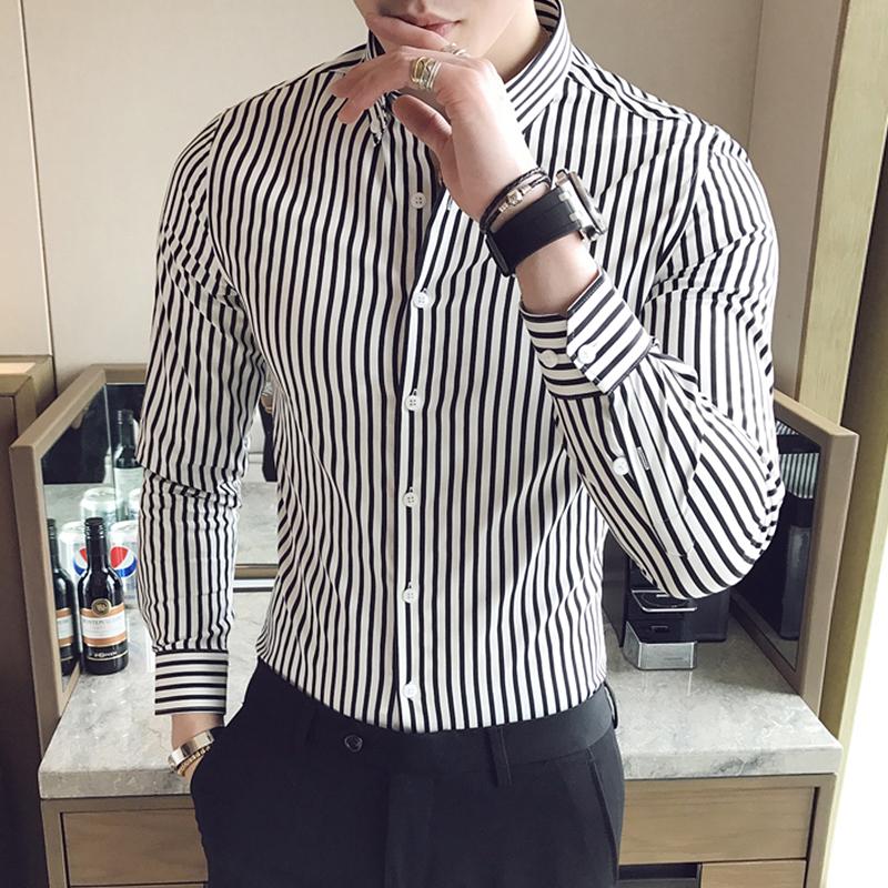 Neu Langarm Gestreiften Shirts Für Männer Business Casual Formale Bluse