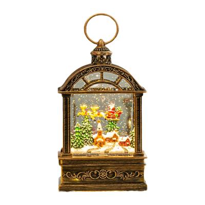 Christmas Snow Globe Lantern Handcraft Art Supplies Lighted Water Lantern for Xmas Window Cupboard Countertop Table Centerpiece