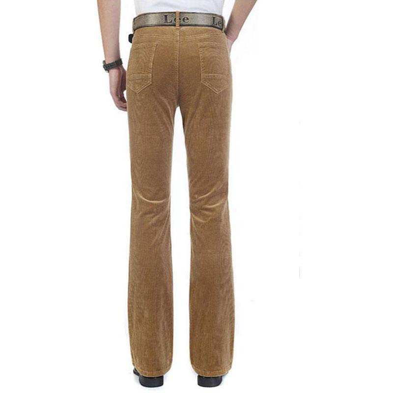 Men's Casual Pants Corduroy Bell-Bottom Trousers Korean Style Stretch Boot Cut Trousers