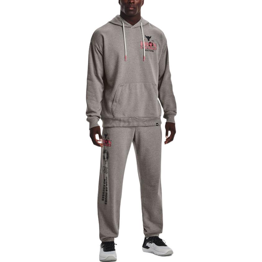 Under Armour Graphic Print Sports Drawstring Hoodie Men Hoodies Gray 1373562-294