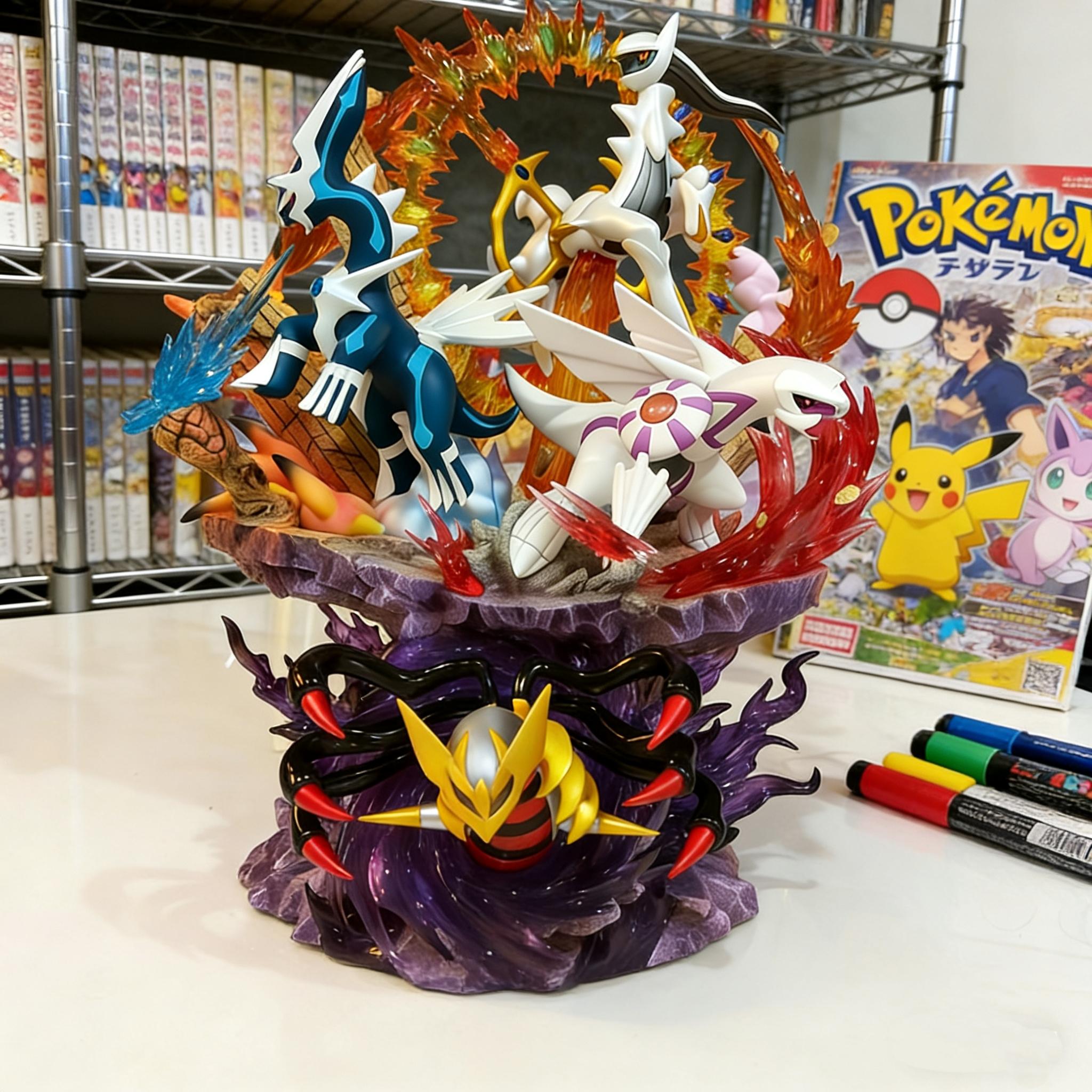 Pokemon Four Gods Figure Dialga Palkia Arceus Giratina Statue 37cm LED Light Up Anime Figure Collection Model Toys Gifts With box
