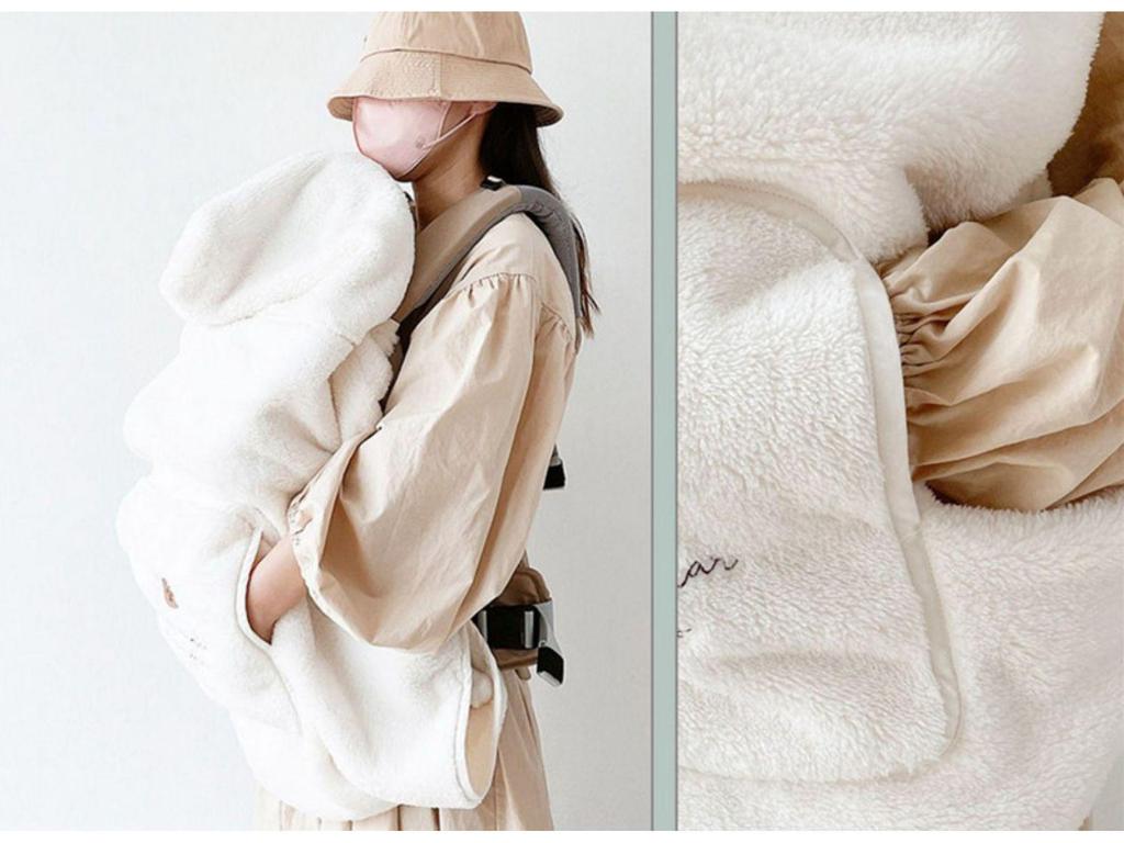 Universal Four Seasons Baby Bear Embroidery Windproof Stroller Blanket & Carrier Cover Quilt