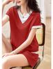 Fashion Casual Shirt Short Sleeve Pants Top and Bottom Set Room Wear Tops Shorts Cute Shorts [SpringSwallow] Women's (Red XL)