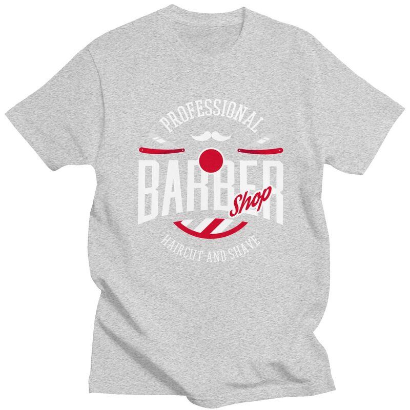 Custom Cool Barber Shop T Shirt Men Short Sleeves Pure Cotton Tshirt Barbershop Hairdresser Hairstylist Gift Tees