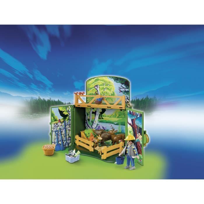 PLAYMOBIL - Coffre Enclos des Animaux de la Forêt avec Soigneur - Country - Mixte - A partir de 4 ans