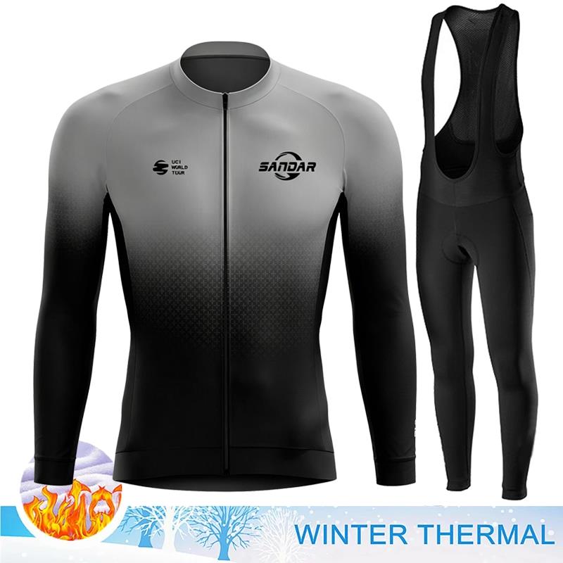 Men Winter Fleece Thermal Jacket MTB Bicycle Clothing Long Sleeve Cycling Jerseys Set Ciclismo Outdoor Warm Cothes Pants
