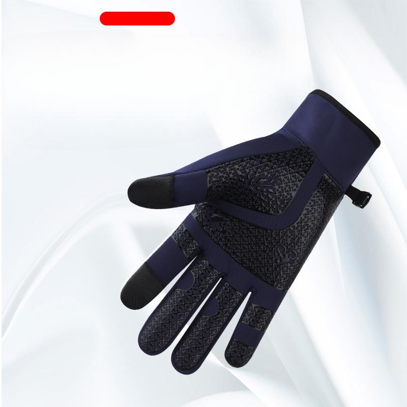 Winter Outdoor Gloves Men's Cycling Sports Warm Windproof Water Splashing and Anti Slip Bicycle Takeaway Touch Screen Plus Fleece Gloves